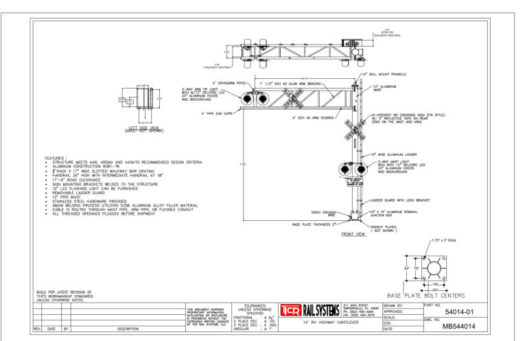 Walkout Cantilever 10ft through 30ft lengths - TCR Rail Systems