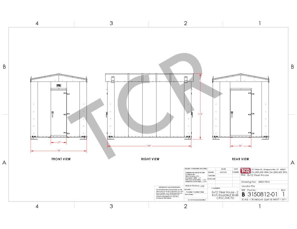 8x12 Steel Instrument House - TCR Rail Systems