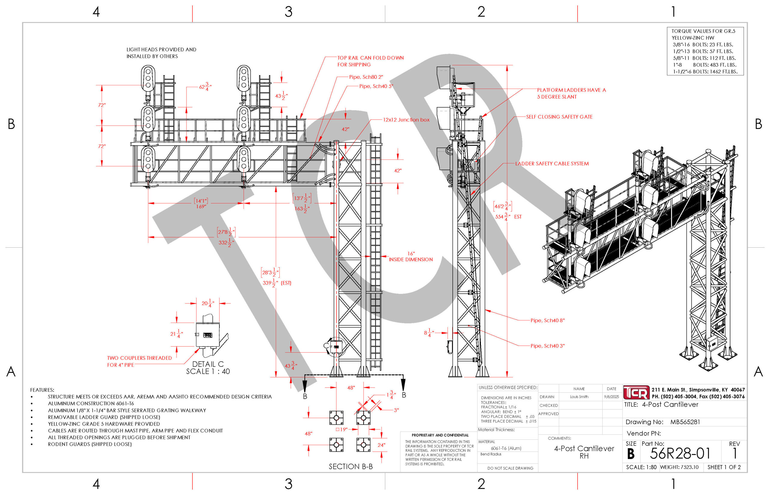 56R28-01 Four Post Wayside Cantilever - 28ft - Image 3