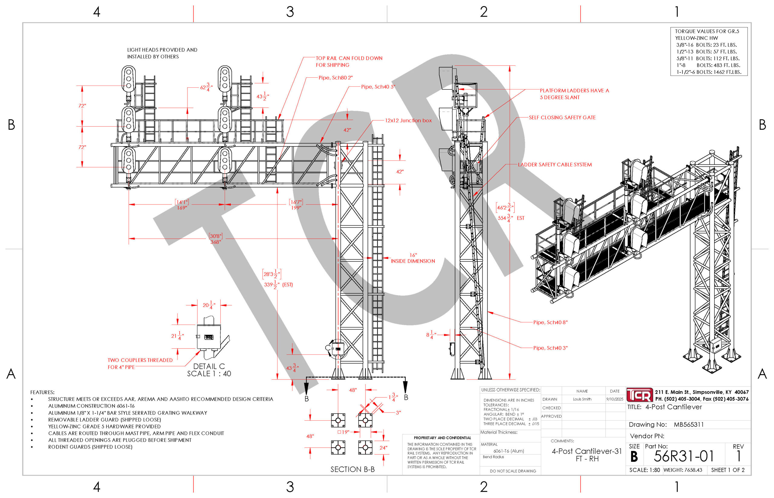 56R31-01 Four Post Wayside Cantilever - 31ft - Image 2